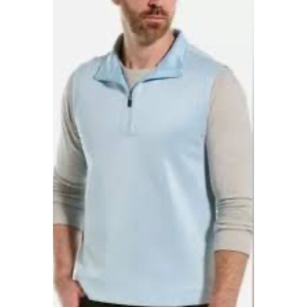 NWT Hickey Freeman Men's Sleeveless 1/4 Zip Vest Outdoor Golf Light‎ Blue Large